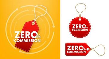 Zero Percent Commission Tags Vector Illustration for Financial and Retail Promotions