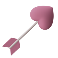 fofa Rosa cupido seta 3d ícone isolado feliz dia dos namorados dia 14 fevereiro conceito png