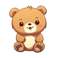 AI generated cute chibi bear. cartoon bear character. png