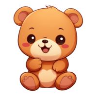 AI generated cute chibi bear. cartoon bear character. png