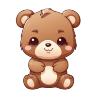 AI generated cute chibi bear. cartoon bear character. png