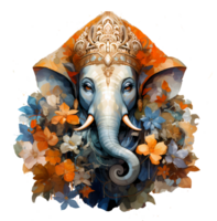 ai generiert ein Elefant mit ein Blau und lila Hintergrund png