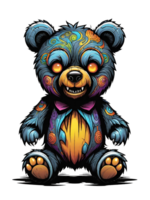 ai generiert Teddy Bär mit tropft Farbe auf transparent Hintergrund png