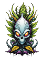 AI generated Head alien monster plants fantasy with colorful feathers on transparent background png