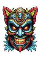AI generated Tiki tribal mask with ethnic ornaments design on transparent background png