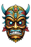 ai generiert Tiki Stammes- Maske mit ethnisch Ornamente Design auf transparent Hintergrund png