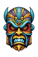 AI generated Tiki tribal mask with ethnic ornaments design on transparent background png