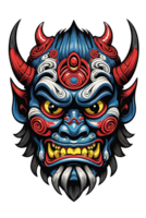 ai généré tribal oni masque de le diable Japon style illustration sur transparent Contexte png