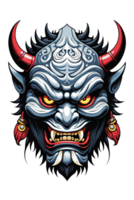 AI generated Tribal oni mask of the devil japan style illustration on transparent background png