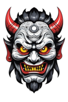 ai generado tribal oni máscara de el diablo Japón estilo ilustración en transparente antecedentes png