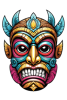 ai generado tiki tribal máscara con étnico adornos diseño en transparente antecedentes png