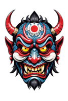 AI generated Tribal oni mask of the devil japan style illustration on transparent background png