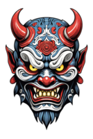 AI generated Tribal oni mask of the devil japan style illustration on transparent background png