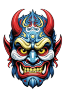 AI generated Tribal oni mask of the devil japan style illustration on transparent background png