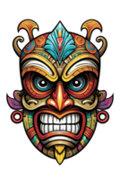 ai generado tiki tribal máscara con étnico adornos diseño en transparente antecedentes png