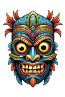 AI generated Tiki tribal mask with ethnic ornaments design on transparent background png