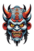 AI generated Tribal oni mask of the devil japan style illustration on transparent background png