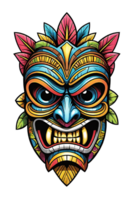 ai genererad tiki stam- mask med etnisk ornament design på transparent bakgrund png