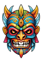 AI generated Tiki tribal mask with ethnic ornaments design on transparent background png