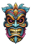 ai genererad tiki stam- mask med etnisk ornament design på transparent bakgrund png