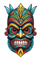ai genererad tiki stam- mask med etnisk ornament design på transparent bakgrund png