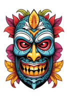 ai generiert Tiki Stammes- Maske mit ethnisch Ornamente Design auf transparent Hintergrund png