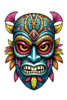 AI generated Tiki tribal mask with ethnic ornaments design on transparent background png