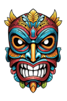 AI generated Tiki tribal mask with ethnic ornaments design on transparent background png