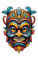 ai generado tiki tribal máscara con étnico adornos diseño en transparente antecedentes png