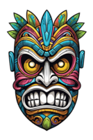 AI generated Tiki tribal mask with ethnic ornaments design on transparent background png