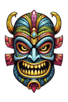 ai generiert Tiki Stammes- Maske mit ethnisch Ornamente Design auf transparent Hintergrund png