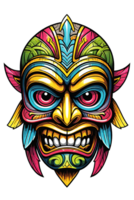 ai generiert Tiki Stammes- Maske mit ethnisch Ornamente Design auf transparent Hintergrund png