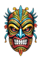 ai gegenereerd tiki tribal masker met etnisch ornamenten ontwerp Aan transparant achtergrond png