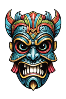 ai genererad tiki stam- mask med etnisk ornament design på transparent bakgrund png