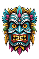 ai gegenereerd tiki tribal masker met etnisch ornamenten ontwerp Aan transparant achtergrond png