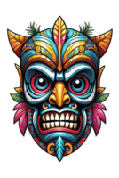 AI generated Tiki tribal mask with ethnic ornaments design on transparent background png