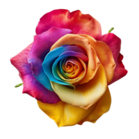 AI generated Rainbow Rose on isolated background png