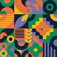 Multi Colored Pattern with Circle, Line, and Random Shape vector