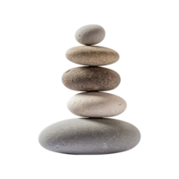 AI generated A stone zen composition captures the essence of minimalistic simplicity and tranquility. Balanced rock stacks on a gray and transparent background png