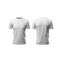 AI generated T-shirt mockup. White blank t-shirt front and back views on transparent Background PNG