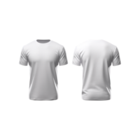 AI generated T-shirt mockup. White blank t-shirt front and back views on transparent Background PNG