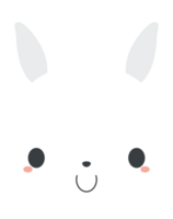 Cute white rabbit cartoon character. Flat design illustration. png