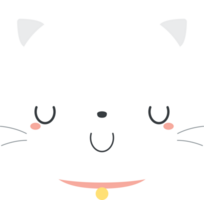 Cute white cat cartoon character. Flat design illustration. png