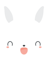 Cute white rabbit cartoon character. Flat design illustration. png