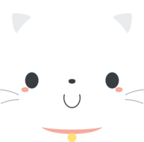 Cute white cat cartoon character. Flat design illustration. png