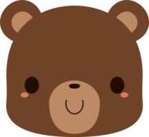 Cute brown bear cartoon character. Flat design illustration. png