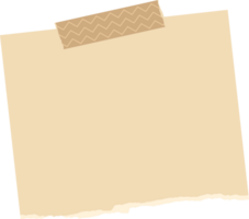 neutro kraft papel notas com decoração fitas. plano ilustração. png