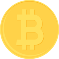 Gold bitcoin icon. Cryptocurrency, digital currency, business and finance concept. Flat design illustration. png