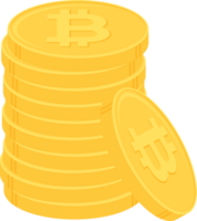 Stack of gold bitcoin coins. Cryptocurrency, digital currency, business and finance concept. Flat design illustration. png