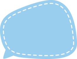 Cute pastel blue hand drawn speech bubble frame icon. Doodle illustration. png